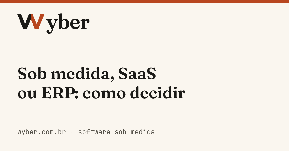 Wyber card with the article title: custom software, SaaS or ERP, how to decide