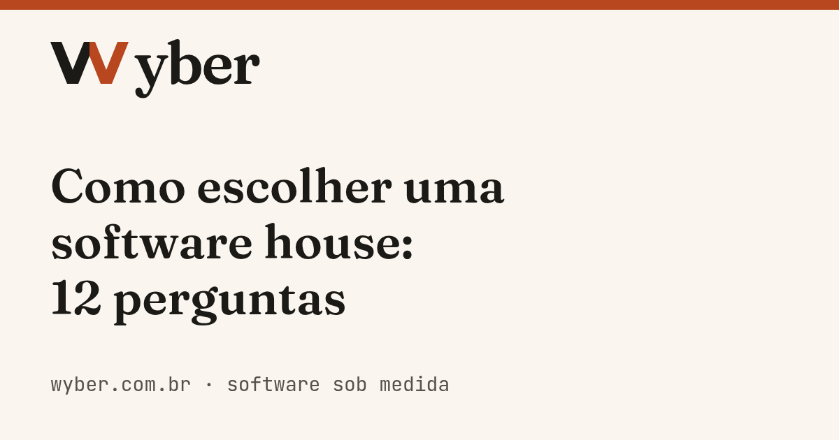Cartão da Wyber com o título do artigo: Como escolher uma software house, 12 perguntas