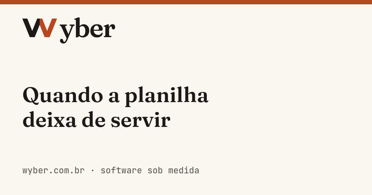 Cartão da Wyber com o título do artigo: Quando a planilha deixa de servir